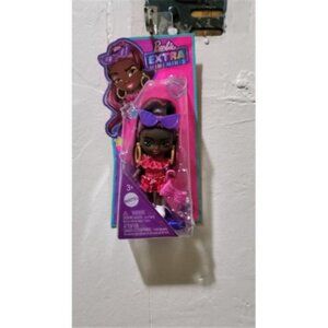 Barbie Extra Mini Minis Doll with Burgundy Hair, Red Ruffle Dress, Sunglasses